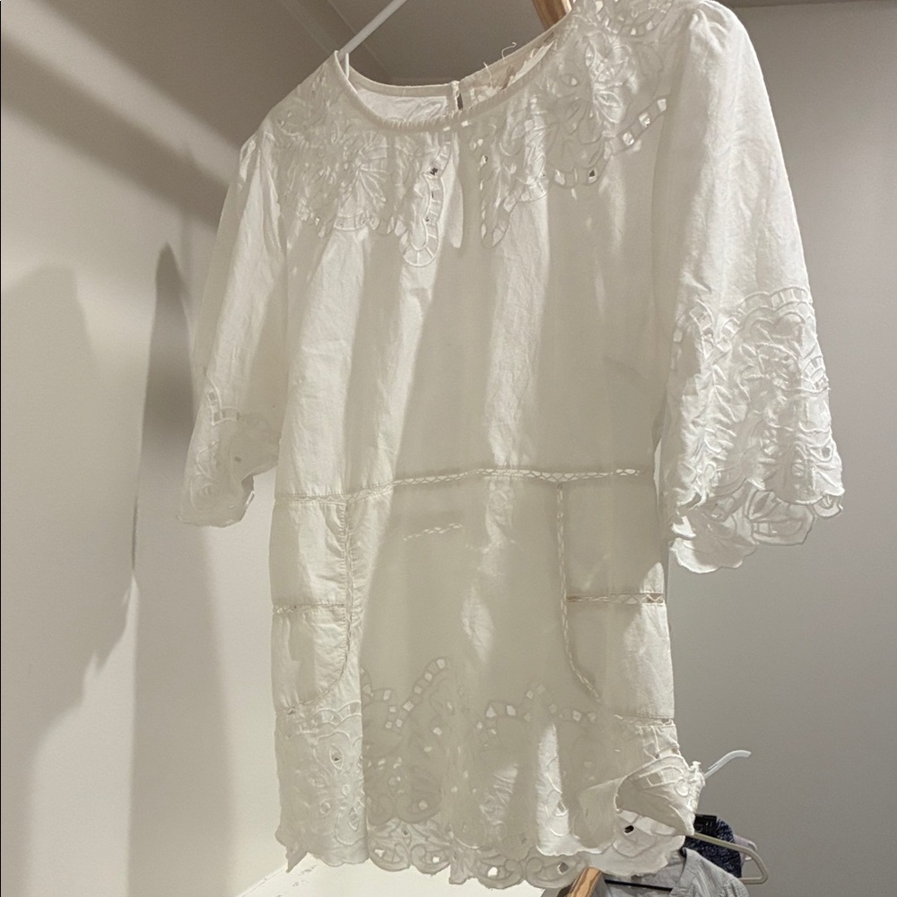 Anthropologie White Eyelet Blouse